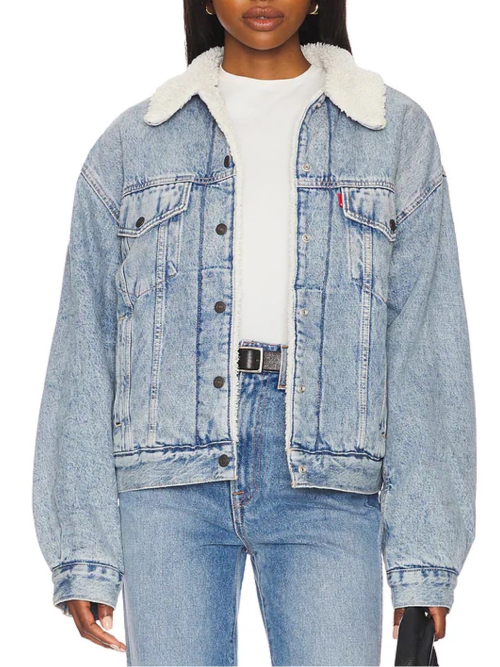 Levi's Light Blue Denim Jacket with White Sherpa Collar